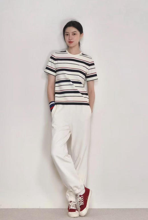 【有货 拍下改价】IC之禾 极简黑白条纹撞色百搭 圆领棉弹螺纹撞色短袖T恤 商品图6