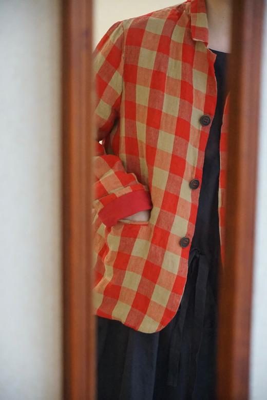 (5折) AEQUAMENTE 圆弧下摆格纹夹克短外套 商品图5