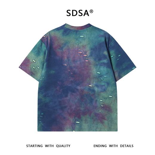 T3354夏季高级感新款韩系潮牌炫彩割破短袖T恤嘻哈百搭高街圆领上衣 商品图5