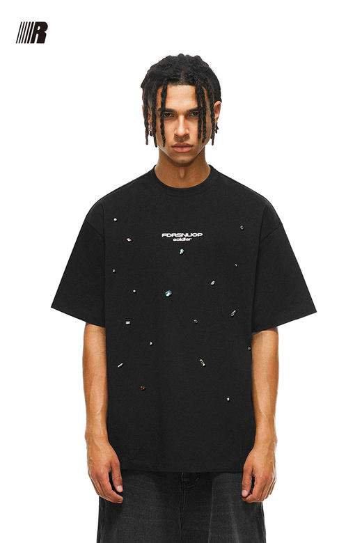 FDR官方店 闪耀夏日烫银印花短袖T恤男女夏季潮牌宽松情侣装上衣 商品图5