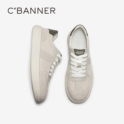 千百度男鞋复古德训鞋厚底增高舒适轻便运动休闲鞋A25151067 商品图4