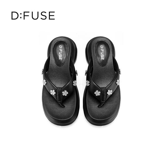 Dfuse迪芙斯2025夏季新款百搭休闲凉拖花钻扣厚底百搭人字拖鞋女鞋DFD2110111 商品图9