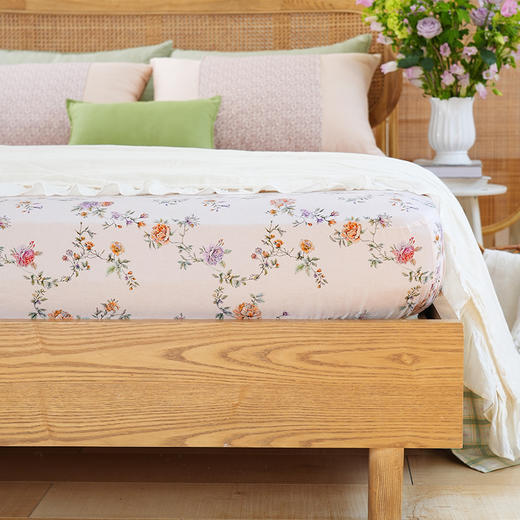 蔷薇系列床笠纯棉100全棉四季通用单件床罩复古碎花高端轻奢定制 商品图0