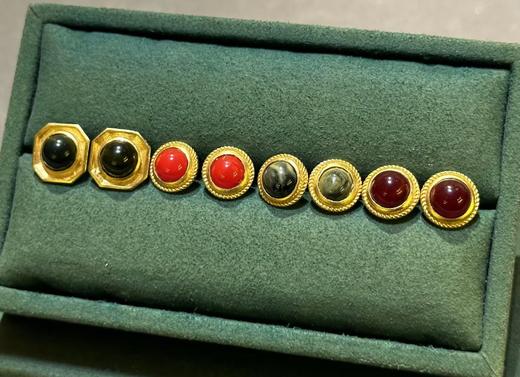 多宝蜡镶嵌银饰耳钉 商品图0