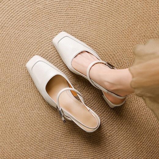 【预售5天】包头凉鞋女新款夏季法式方头一字带粗跟玛丽珍鞋后空浅口单鞋SLLK&sl-7921 商品图3