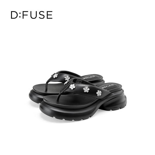 Dfuse迪芙斯2025夏季新款百搭休闲凉拖花钻扣厚底百搭人字拖鞋女鞋DFD2110111 商品图7