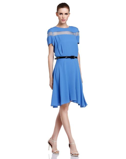 4894415288445  JOAN&DAVID 蓝色圆领素雅短袖连衣裙 商品图2