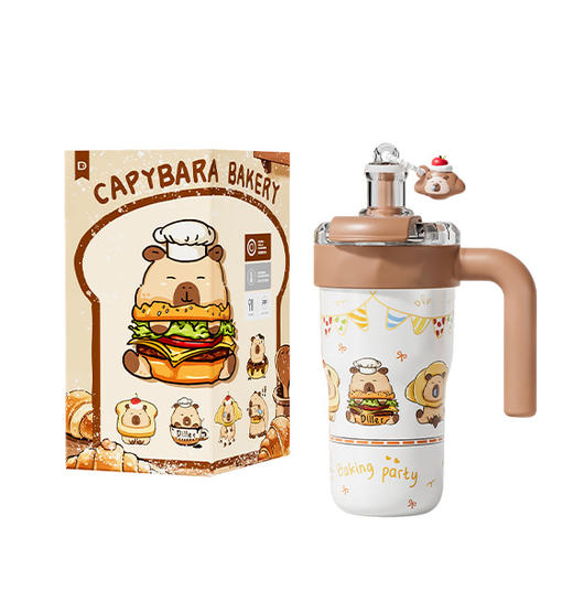 可爱卡皮巴拉双饮保温杯女生高颜值316咖啡杯外出携带水杯子2025新款 商品图7