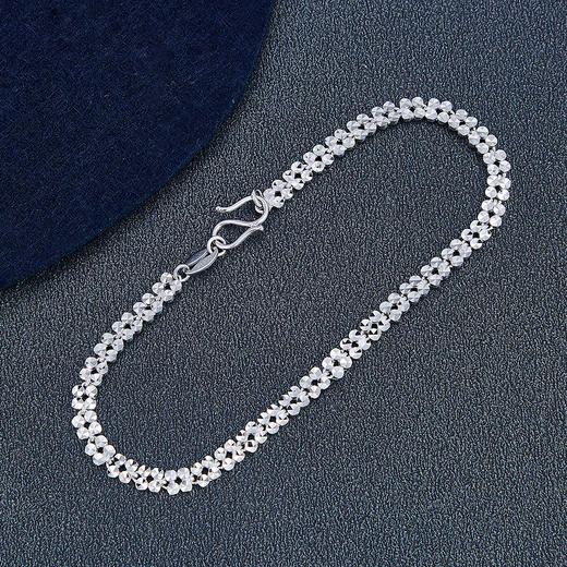 【限时8.8折】【线上铂金馆】PT950 【国际铂金协会】铂金双排仿钻时尚手链（3.4-3.7mm）(BSL00161)预售产品下单后不退款不退货不换货不补差价) 商品图1