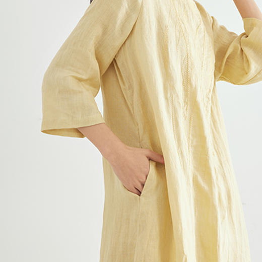 亚麻肌理连衣裙  简约舒适清雅 商品图4