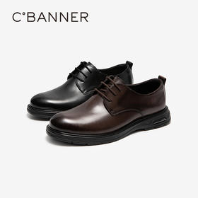 千百度男鞋英伦风真皮休闲皮鞋黑色男士商务正装皮鞋A25177261