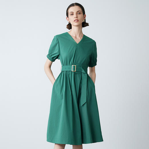 EITIE爱特爱夏季新款气质V领高腰显瘦通勤a字连衣裙7807540 商品图3