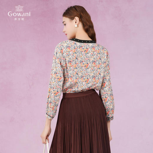 乔万尼夏季新款真丝衬衫清新减龄系带衬衣EI2C733 商品图4