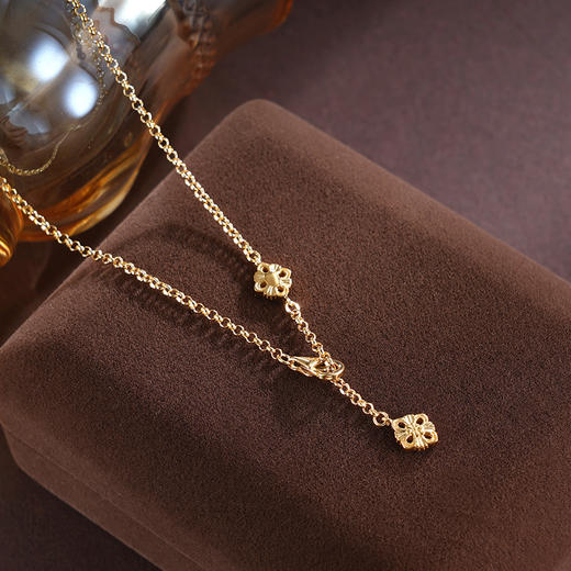 子佩集S925银【四叶华韵】悦逍游套链【QF24N0744】纯银白贝母四叶草镀金项链2504 商品图5