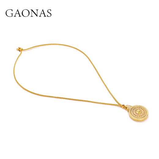 GAONAS  灵枢八宝新中式金色罗盘项链11373XGO 商品图3