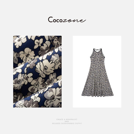 COCO ZONE 刘一一 【100桑蚕丝】精致手绘感碎花连衣裙CD1A0834 商品图2