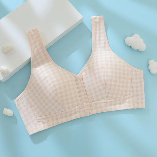 【49元2件任选】【YW】无忧购“爱的献礼”妈妈内衣中老年文胸薄款透气格纹背心82082 商品图6