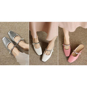 银色包头拖配裙子夏季外穿气质真皮穆勒半拖百搭4CM