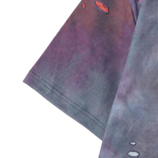 夏季高级感新款美式扎染晕染割破圆领短袖体恤街头做旧宽松上衣 商品图3