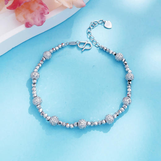 【限时8.8折】【线上铂金馆】PT950 【国际铂金协会】铂金空心调节麒麟珠间蹦迪珠手链（内里为铂金链）(BSL00275)预售产品下单后不退款不退货不换货不补差价) 商品图1