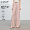 【专属特价】熙世界粉色亚麻阔腿裤女夏季薄淡人穿搭高腰宽松防蚊休闲直筒长裤 商品缩略图0