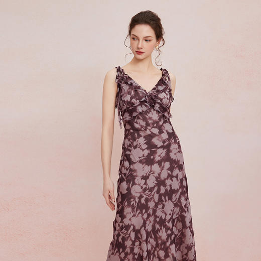 QF855斯尔丽25夏季新款法式浪漫碎花荷叶边吊带搭配针织外披连衣裙套装 商品图2