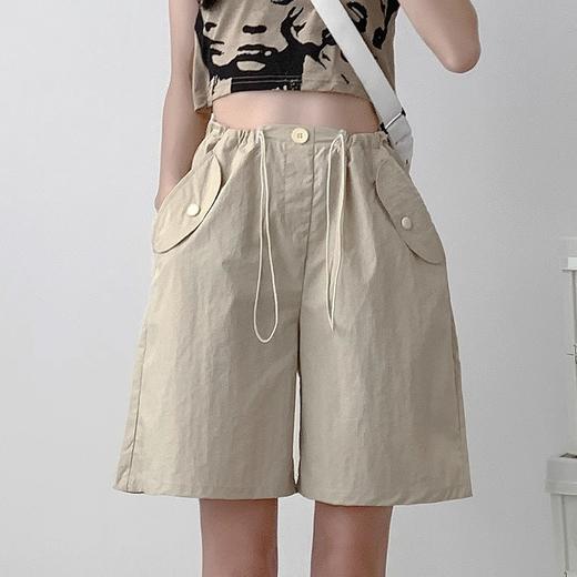 夏天粉色工装短裤女外穿宽松薄款速干运动裤高腰阔腿休闲五分裤子 商品图1