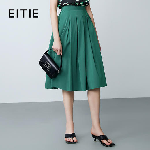 EITIE爱特爱夏季新款精致百褶松紧腰通勤显瘦半身裙7806511 商品图0