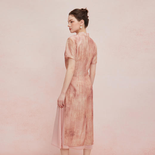 QF821斯尔丽25夏季新款旗袍奥黛A摆晕染效果手工盘扣旗开得胜连衣裙 商品图1