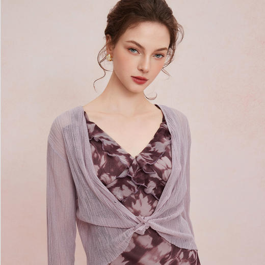 QF855斯尔丽25夏季新款法式浪漫碎花荷叶边吊带搭配针织外披连衣裙套装 商品图4