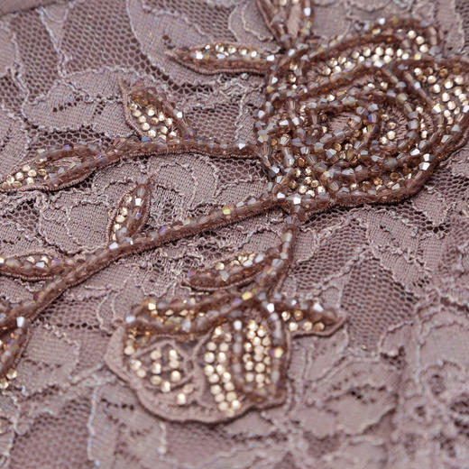 QB804斯尔丽25新款法式浪漫立体刺绣光泽感蕾丝旗袍流苏设计礼服连衣裙 商品图5