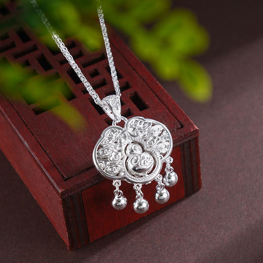 子佩集S990银【祥云赐福】套链【CMSTL004】纯银花丝锁葫芦可转动项链2504 商品图2