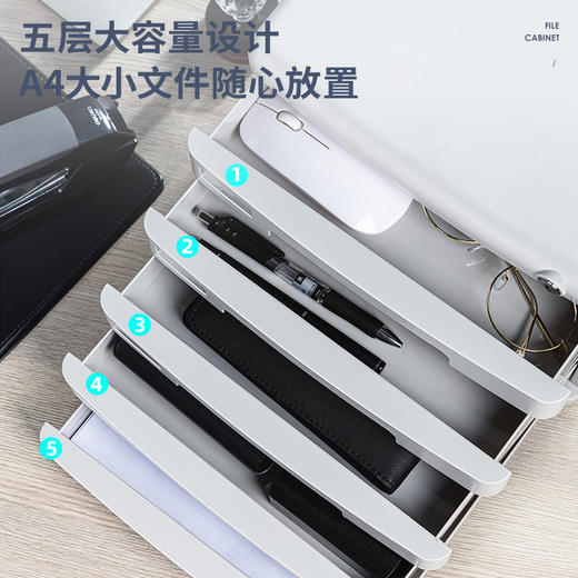 得力9778五层带锁文件柜(灰)1个 商品图2