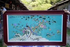 绿地扒花百鸟朝凤瓷板