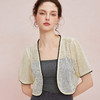 QF103斯尔丽2025夏季新款蕾丝外搭披肩小衫撞色边宽松百搭开衫空调衫 商品缩略图4