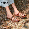 预售7天|Safiya/索菲娅2025民族风编织轻便休闲方头平底高级感一字拖SFD2110365 商品缩略图3