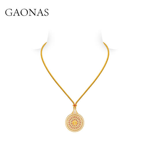 GAONAS  灵枢八宝新中式金色罗盘项链11373XGO 商品图1