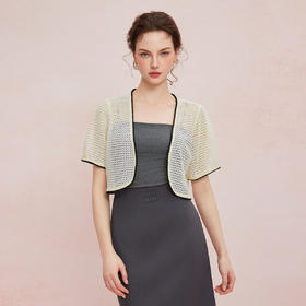 QF103斯尔丽2025夏季新款蕾丝外搭披肩小衫撞色边宽松百搭开衫空调衫