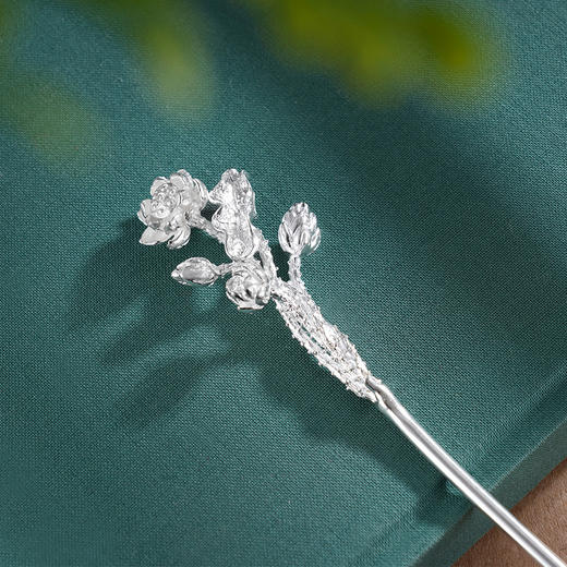 子佩集S990银【莲香妙凝】发簪【CA0011-2】纯银莲花荷花2504 商品图1