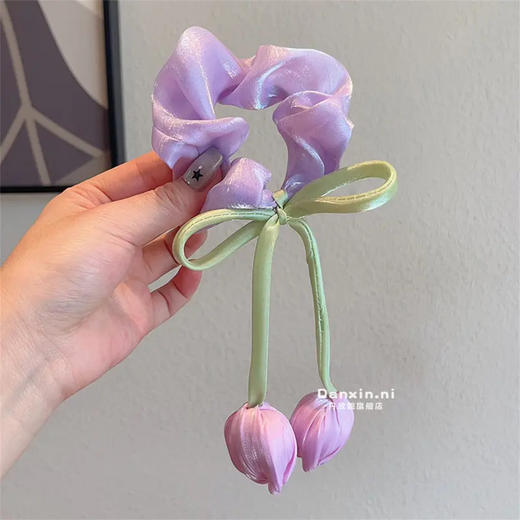 （满两件包邮）新款春夏郁金香大肠发圈甜美少女飘带头绳清新网纱皮筋女发饰 商品图5