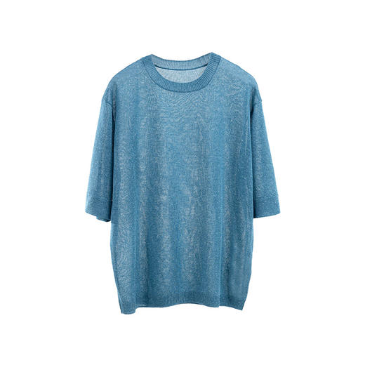 绽放旅行女装221朵/冰镇亚麻T恤冰镇亚麻花纱短袖毛织圆领打底衫 商品图4