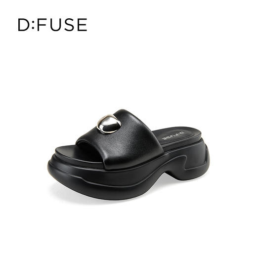 Dfuse迪芙斯2025夏季新款轻盈拖鞋增高厚底鼓棉外穿时尚凉拖DFD2110109 商品图11