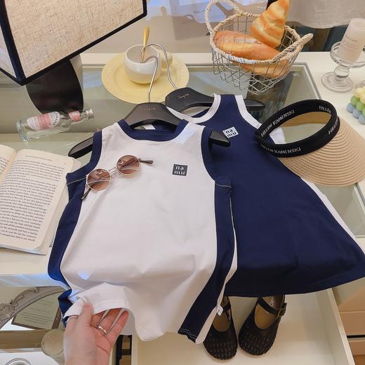 【秒杀】巴鲁熊女童连衣裙夏装新款纯棉拼色背心裙中长款女宝宝直筒裙无袖T恤裙80-150 商品图3