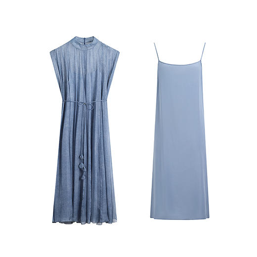 【林栖设计小店】桑蚕丝连衣裙两件套优雅宽松2025夏季新品吊带裙上衣女F1952452 商品图4