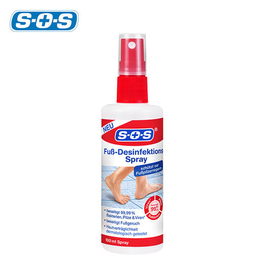 德国SOS进口脚部除味去脚汗脚臭消毒足部抑菌止痒喷雾100ml 商品图0
