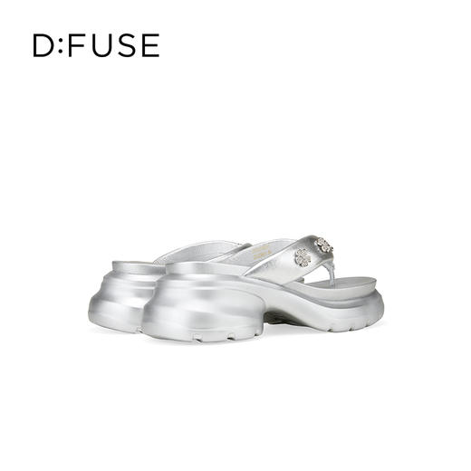 Dfuse迪芙斯2025夏季新款百搭休闲凉拖花钻扣厚底百搭人字拖鞋女鞋DFD2110111 商品图13