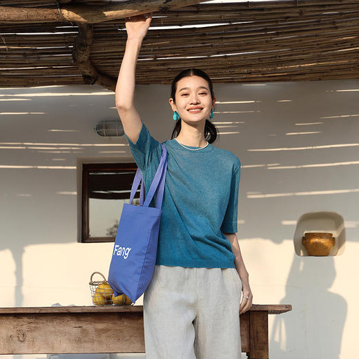 绽放旅行女装221朵/冰镇亚麻T恤冰镇亚麻花纱短袖毛织圆领打底衫 商品图1