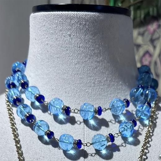 订购5个月到｜Gripoix Paris-Vintage-蓝色 串珠 长项链［法国设计师］ 商品图2