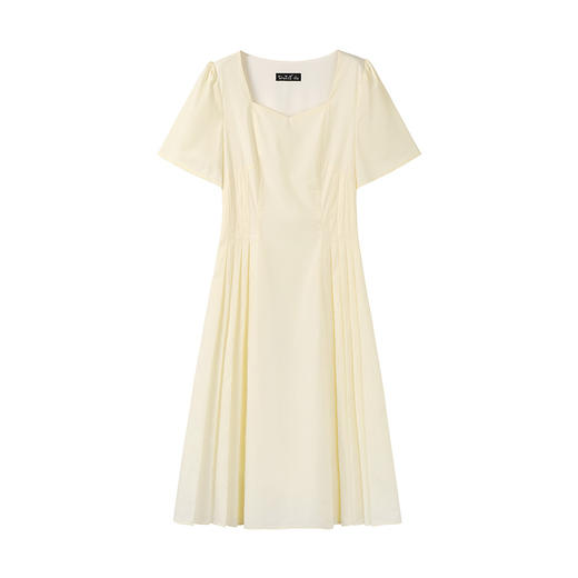 奢姿大码女装2025夏季气质方领设计连衣裙胖妹妹褶皱时尚简约裙子9952802068 商品图1