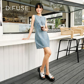 Dfuse迪芙斯2025夏季新款轻盈拖鞋增高厚底鼓棉外穿时尚凉拖DFD2110109